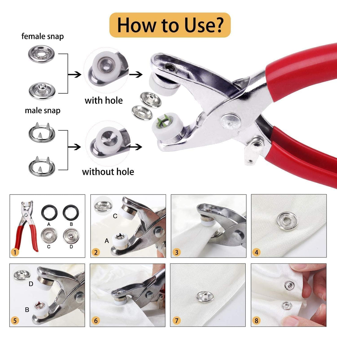 Snap Buttons Kit with Hand Pliers