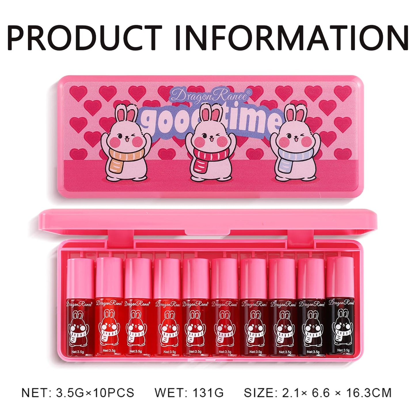 Set B-10 Colors Lip Tint Stain Set, Korean Lip Gloss