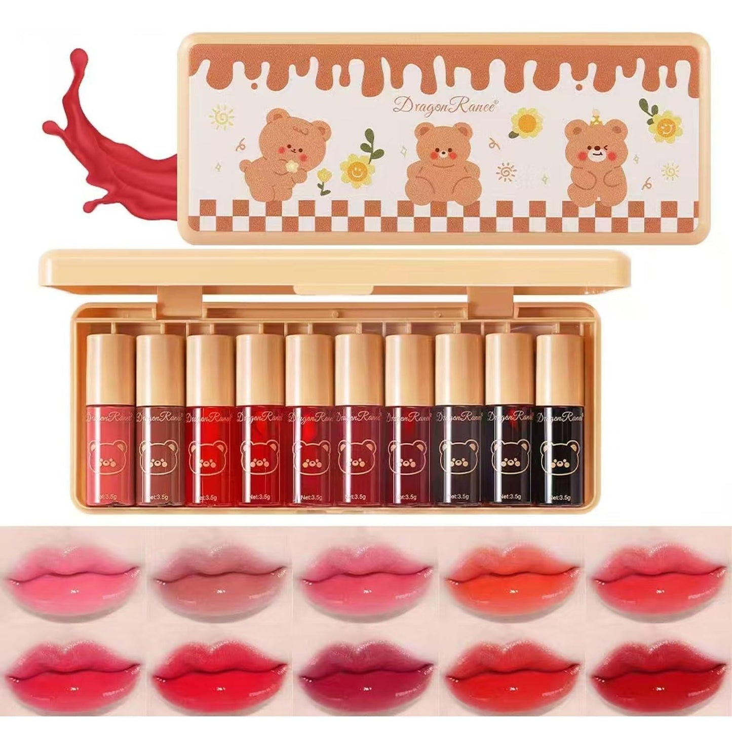 Set C-10 Colors Lip Tint Stain Set, Korean Lip Gloss