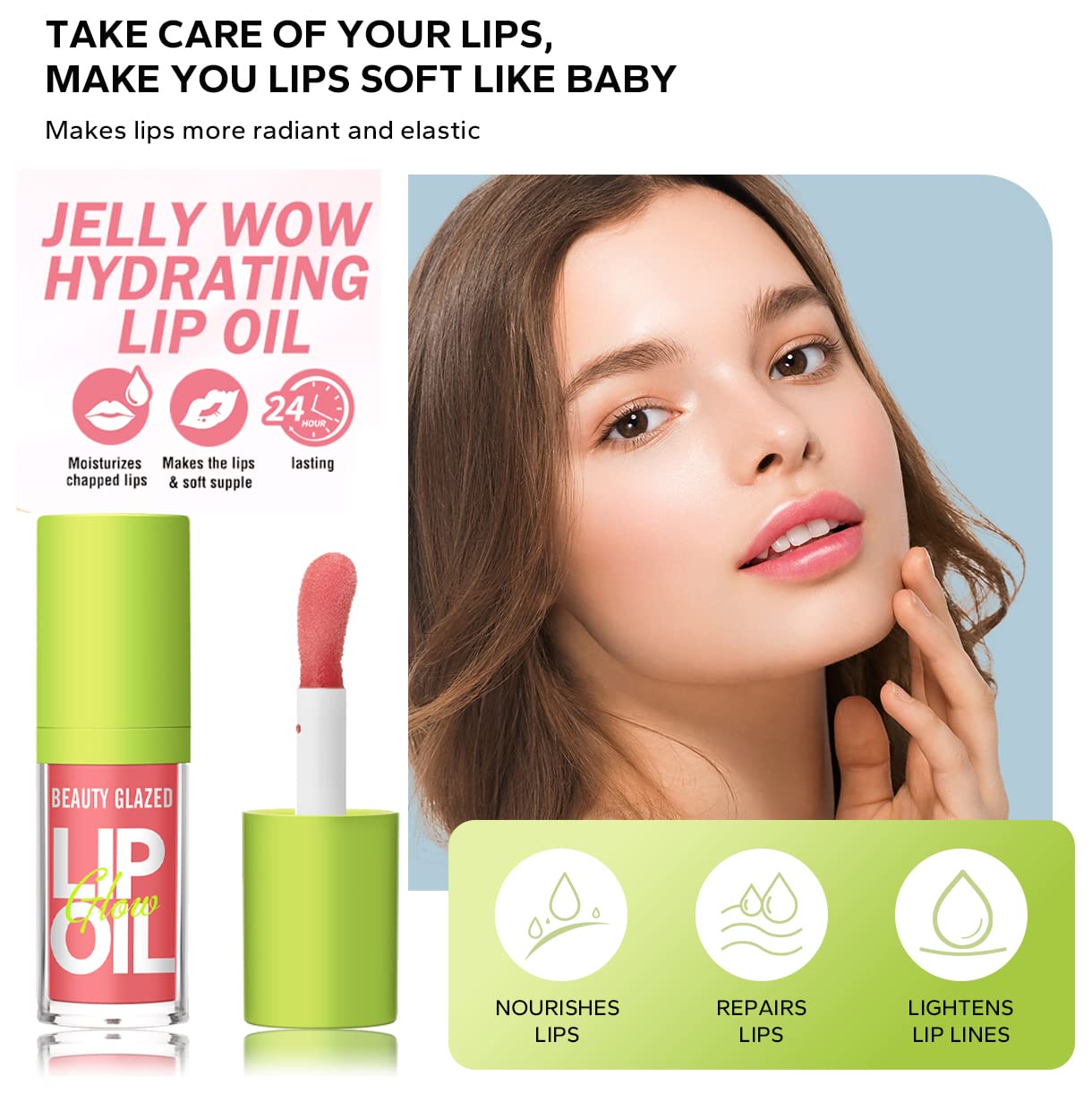 BEAUTY GLAZED  Lip Essence Lip Oil 4 Shad-Combo
