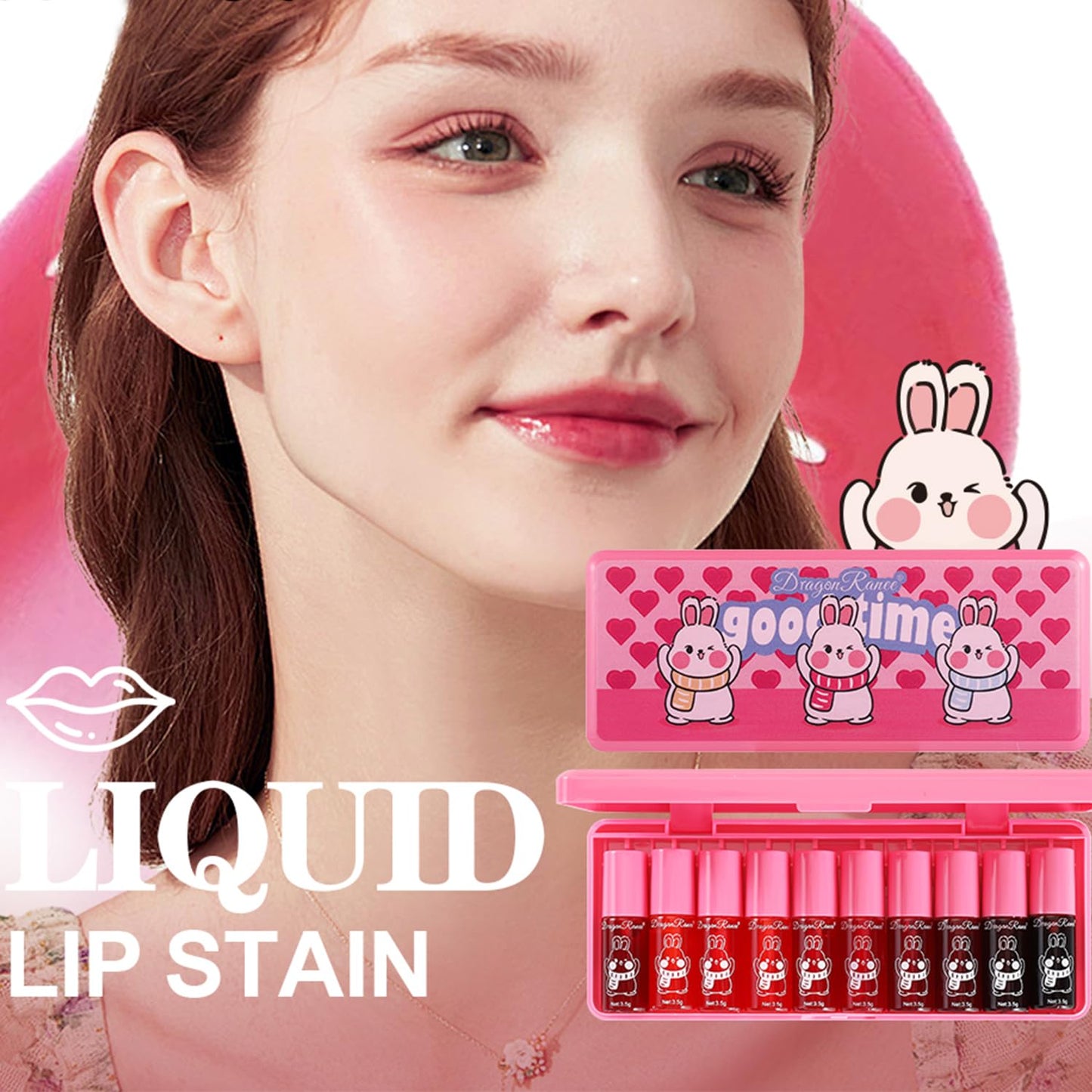 Set B-10 Colors Lip Tint Stain Set, Korean Lip Gloss