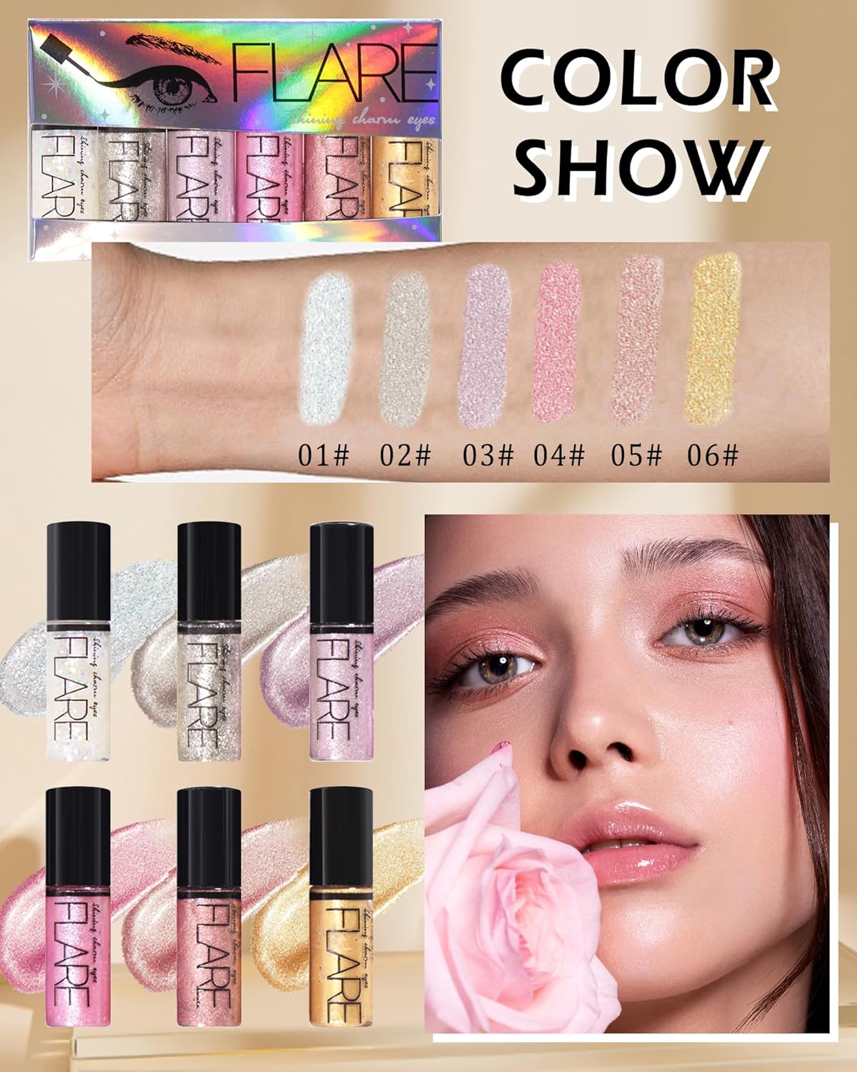6Pcs-Diamond Glitter Liquid Eyeliner Set