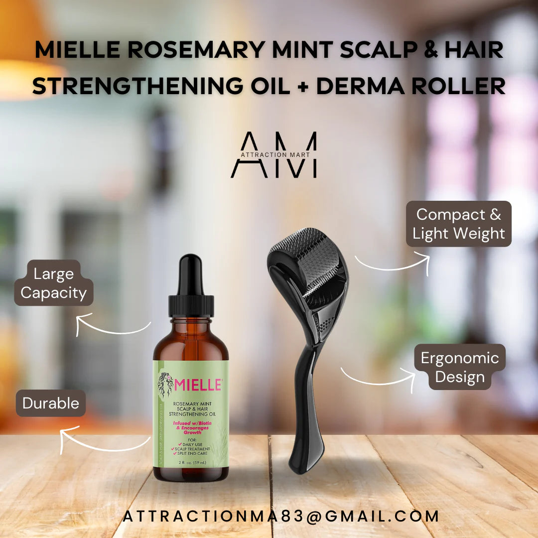পারফেক্ট কম্বো!-Mielle Rosemary Mint Hair Growth Oil + Derma Roller