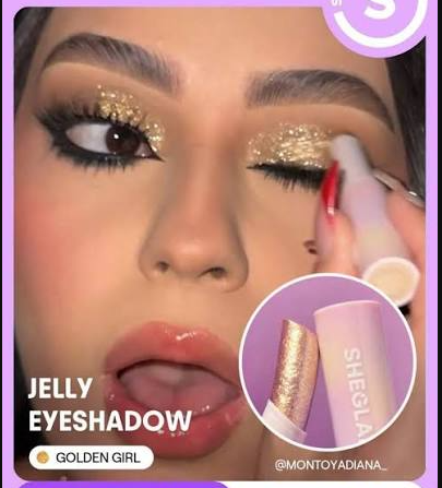 ✨💖Purple+Golden-পার্টি, ফটোশুট বা ডেইলি মেকআপ-Jelly Shimmer Stick / Glitter Eyeshadow Stick