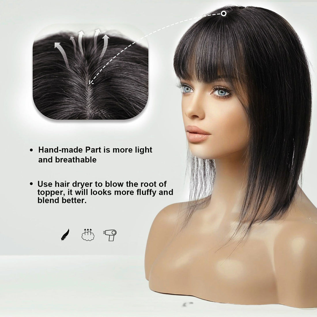 ( ন্যাচারাল ব্ল্যাক ) Clip In Hair Piece Women Real Hairpiece - China To BD Web