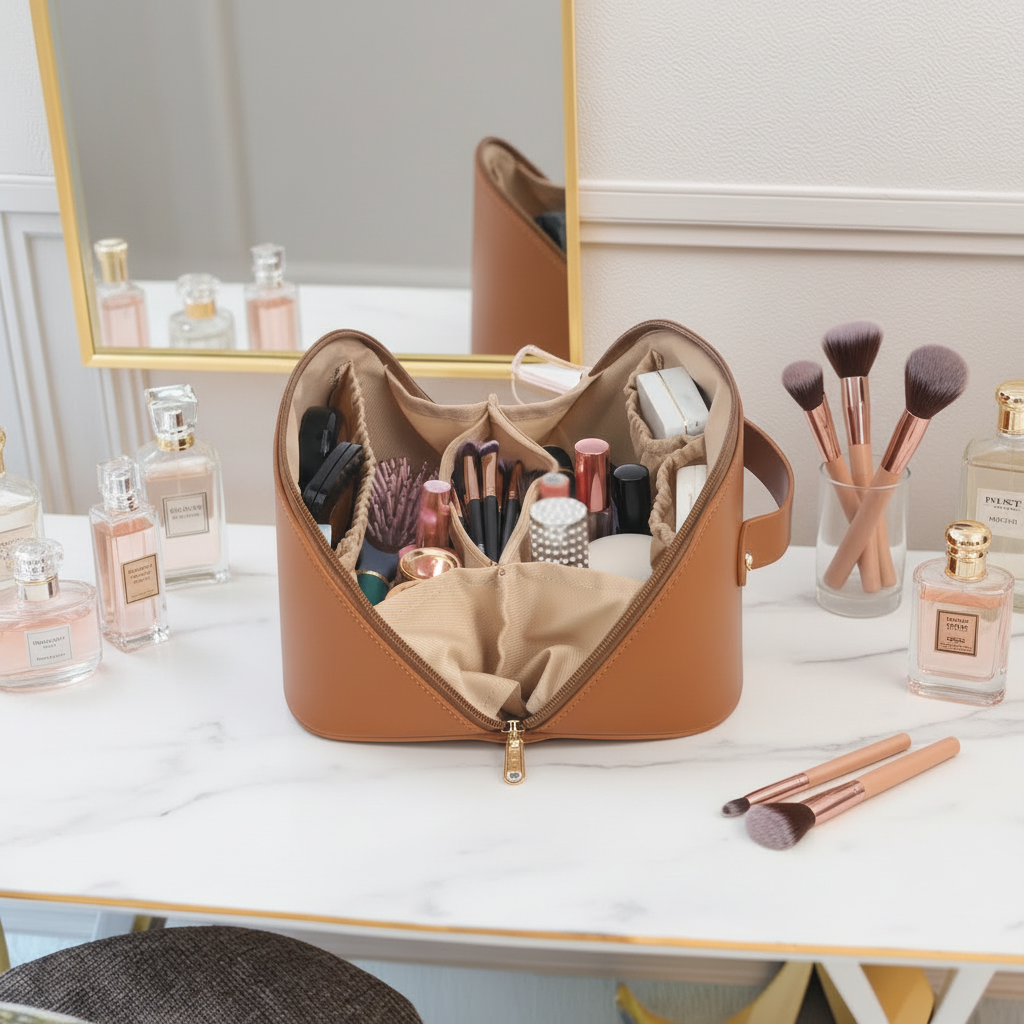 👜✨ Portable Makeup Organizer Bag – ট্রাভেল ফ্রেন্ডলি কসমেটিক স্টোরেজ ব্যাগ ✨👜