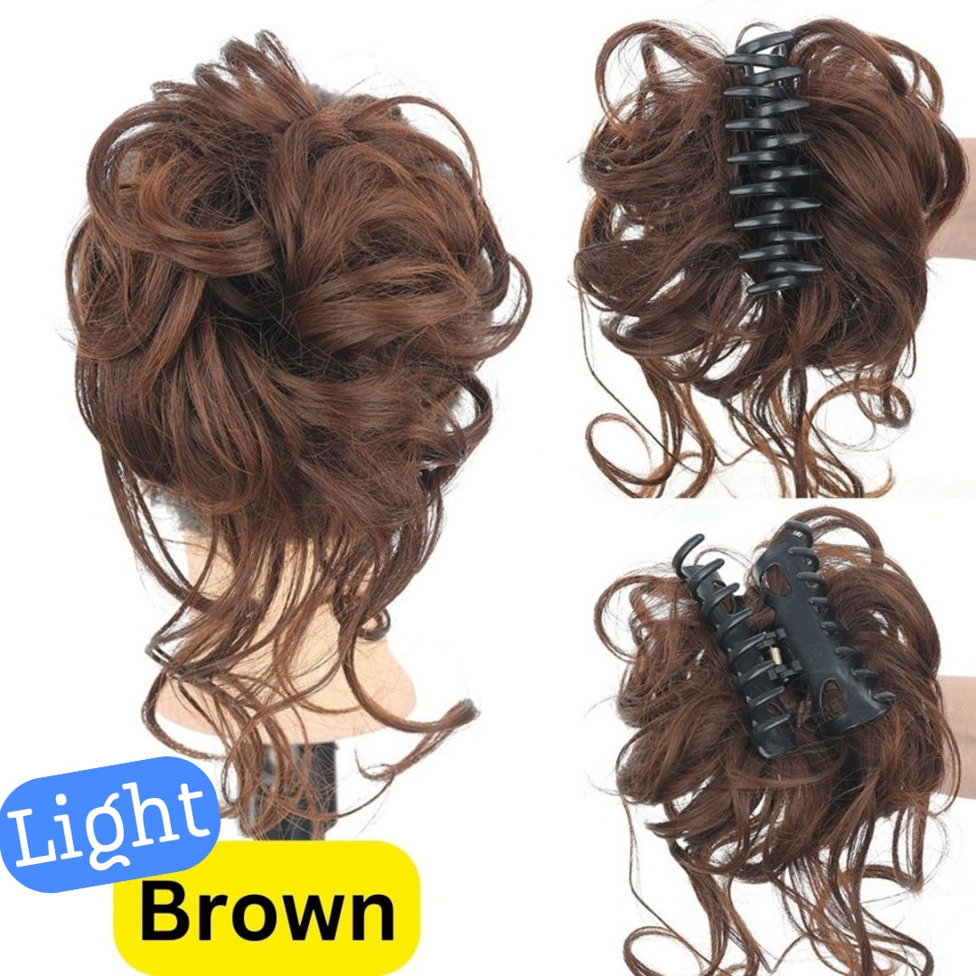 লাইট ব্রাউন কালার Synthetic Hair Bun Extension