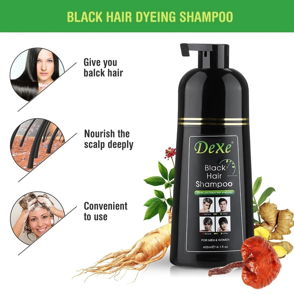 ( ৪০০ML হার্বাল শেম্পু ) Dexe Fast Black Hair Shampoo