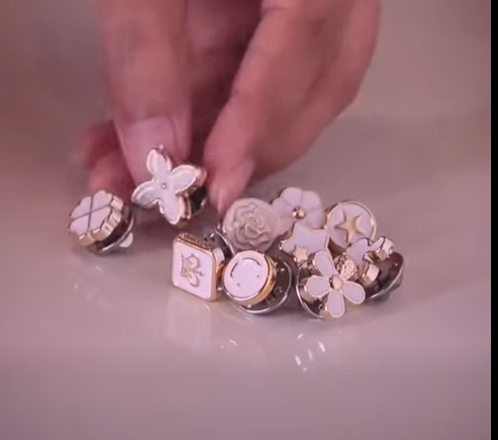 10pcs ( সাদা )Fancy Pearl Plastic Button Round