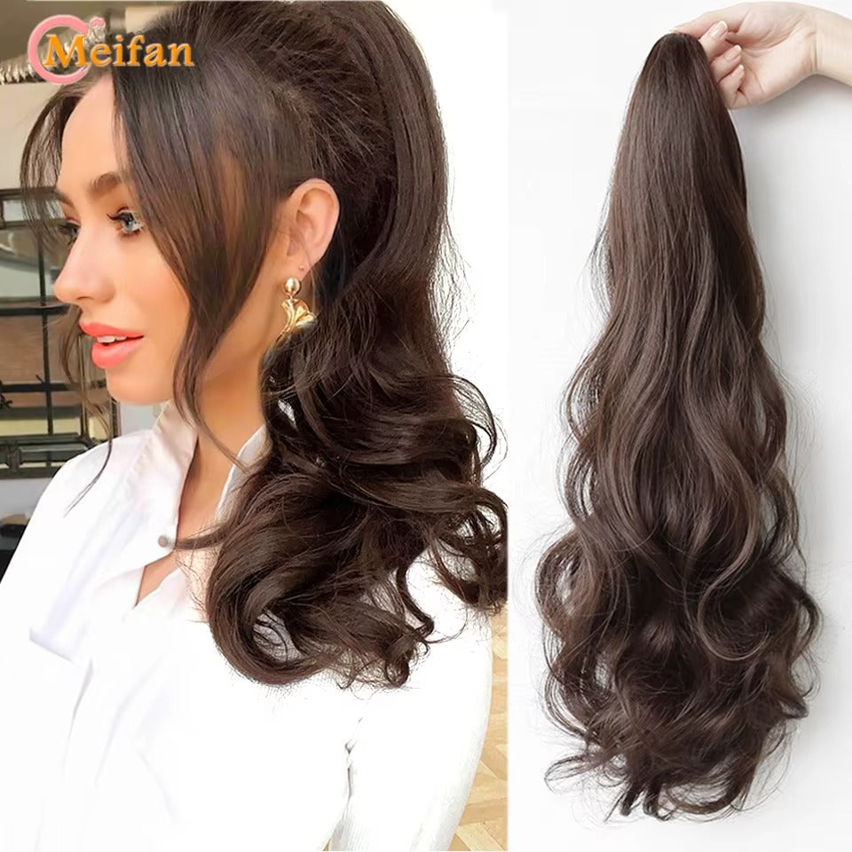 ✨ ডার্ক ব্রাউন কালার ✨ কোঁকড়ানো চুল Long Curly Claw Ponytail Hair