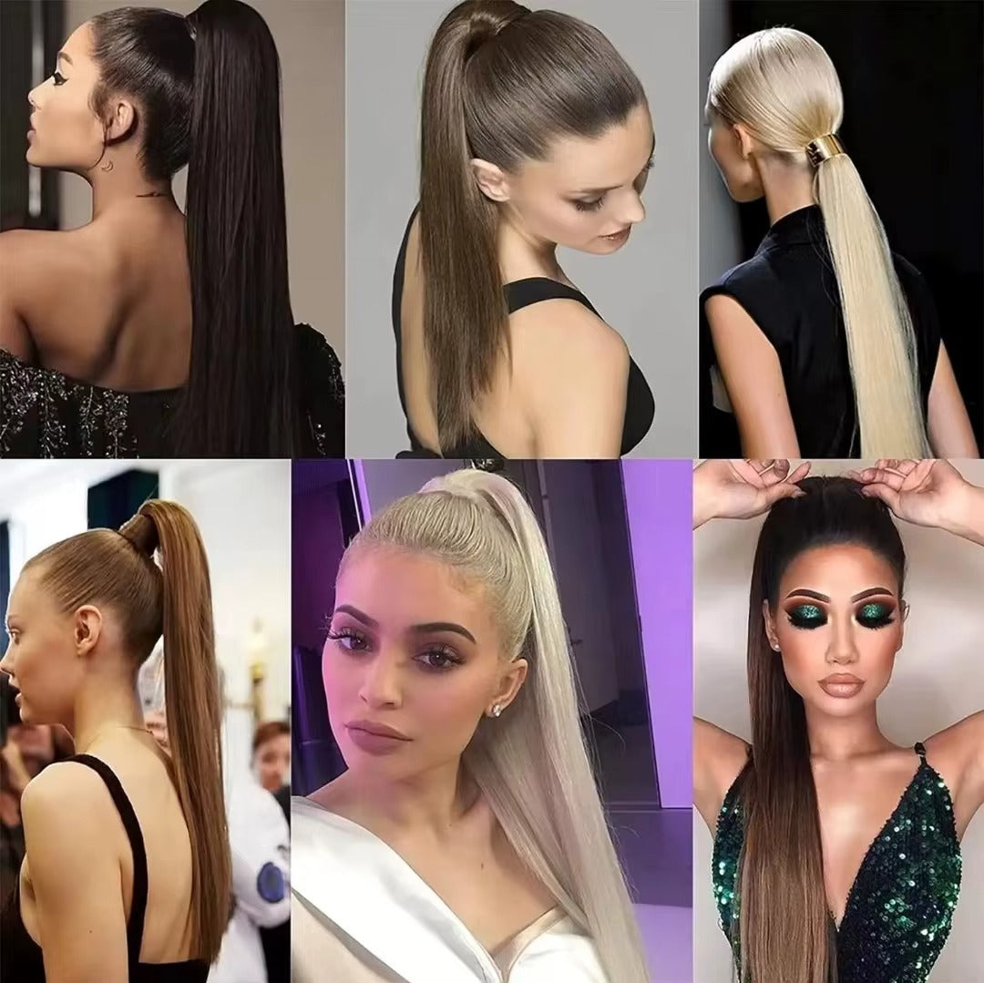 ✨ লাইট ব্রাউন কালার ✨Long Straight Claw Ponytail Hair