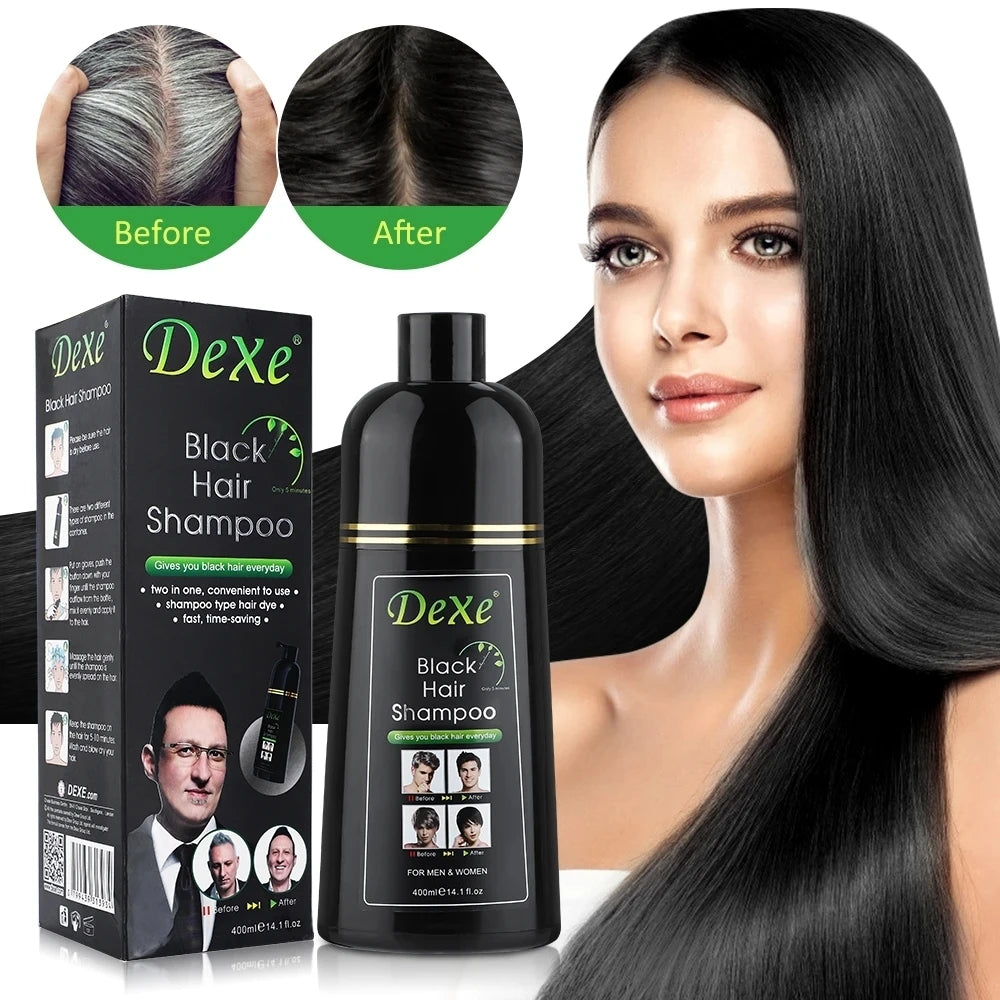( ৪০০ML হার্বাল শেম্পু ) Dexe Fast Black Hair Shampoo