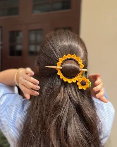 🌻✨হাতে বোনা সূর্যমুখী ফুলের ছোঁয়ায়-Sunflower Hair Bun Holder
