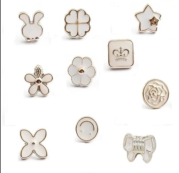 10pcs ( সাদা )Fancy Pearl Plastic Button Round